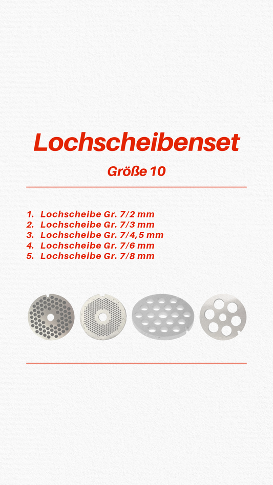 Lochscheibenset Größe 10 für Fleischwolf Modell 863