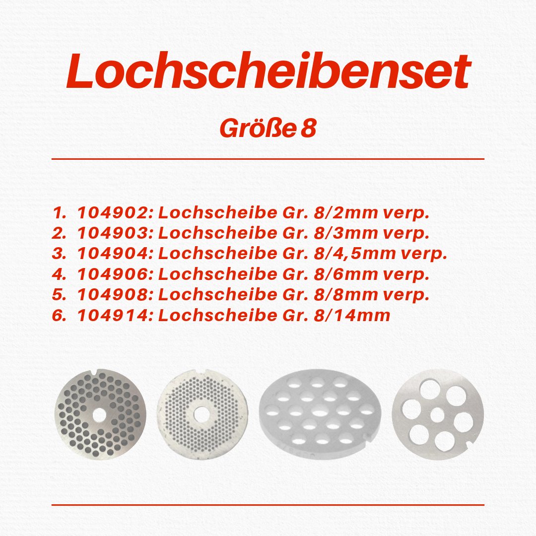 Hole disc set size 8 (suitable for electric meat grinder model 885)