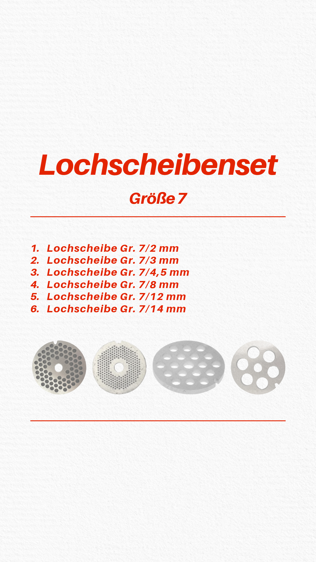 Lochscheibenset für Universalwolf Größe 7