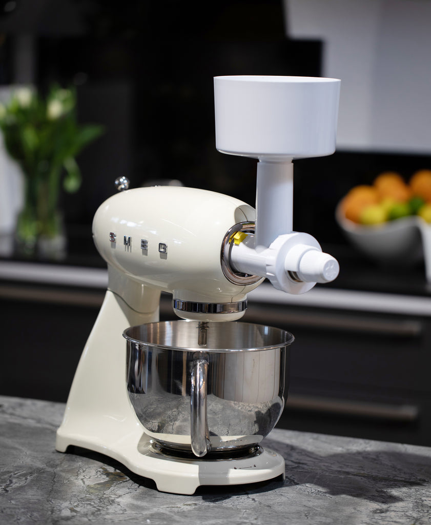 SMEG Food processor with grain mill attachment with steel cone grinder