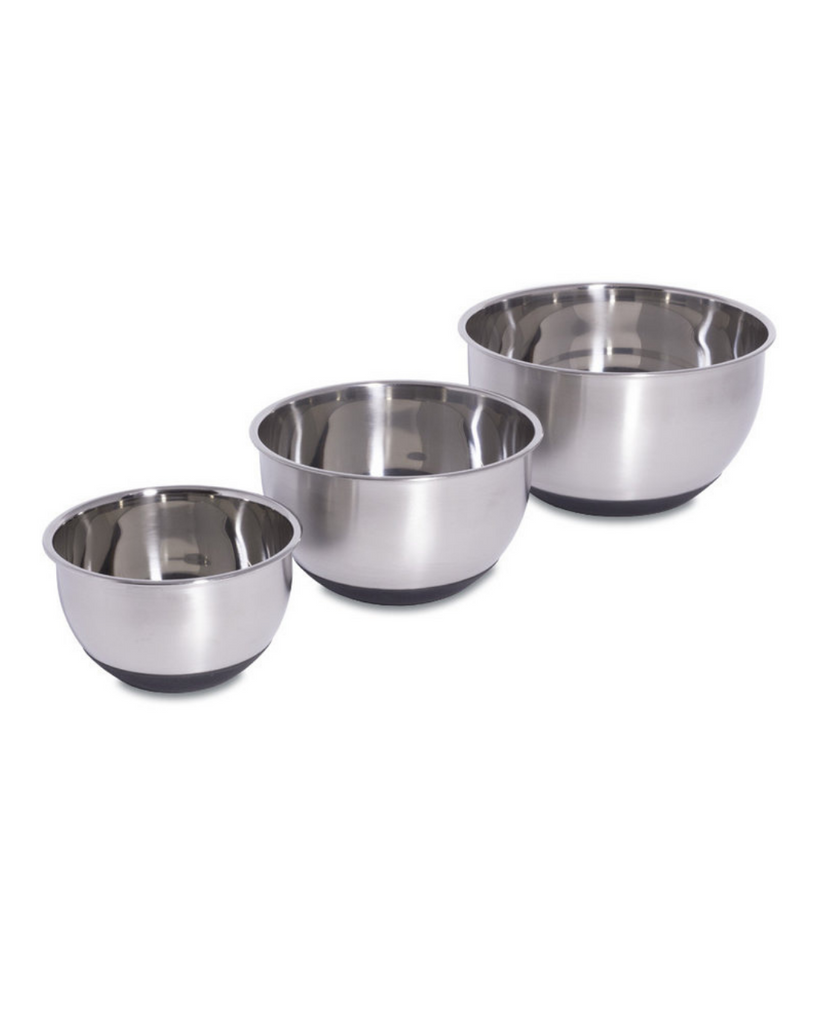 Three high-quality stainless steel bowls
