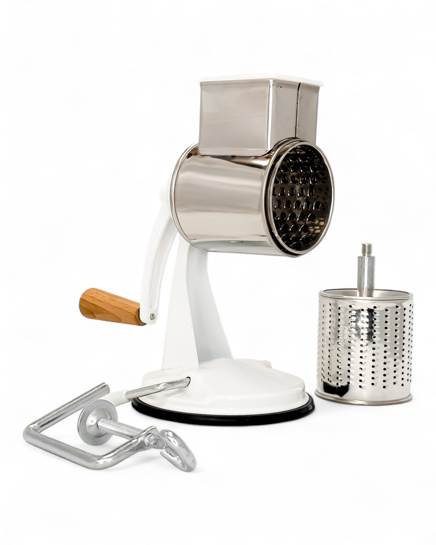 Handreibe in der Farbe weiß mit Zubehör