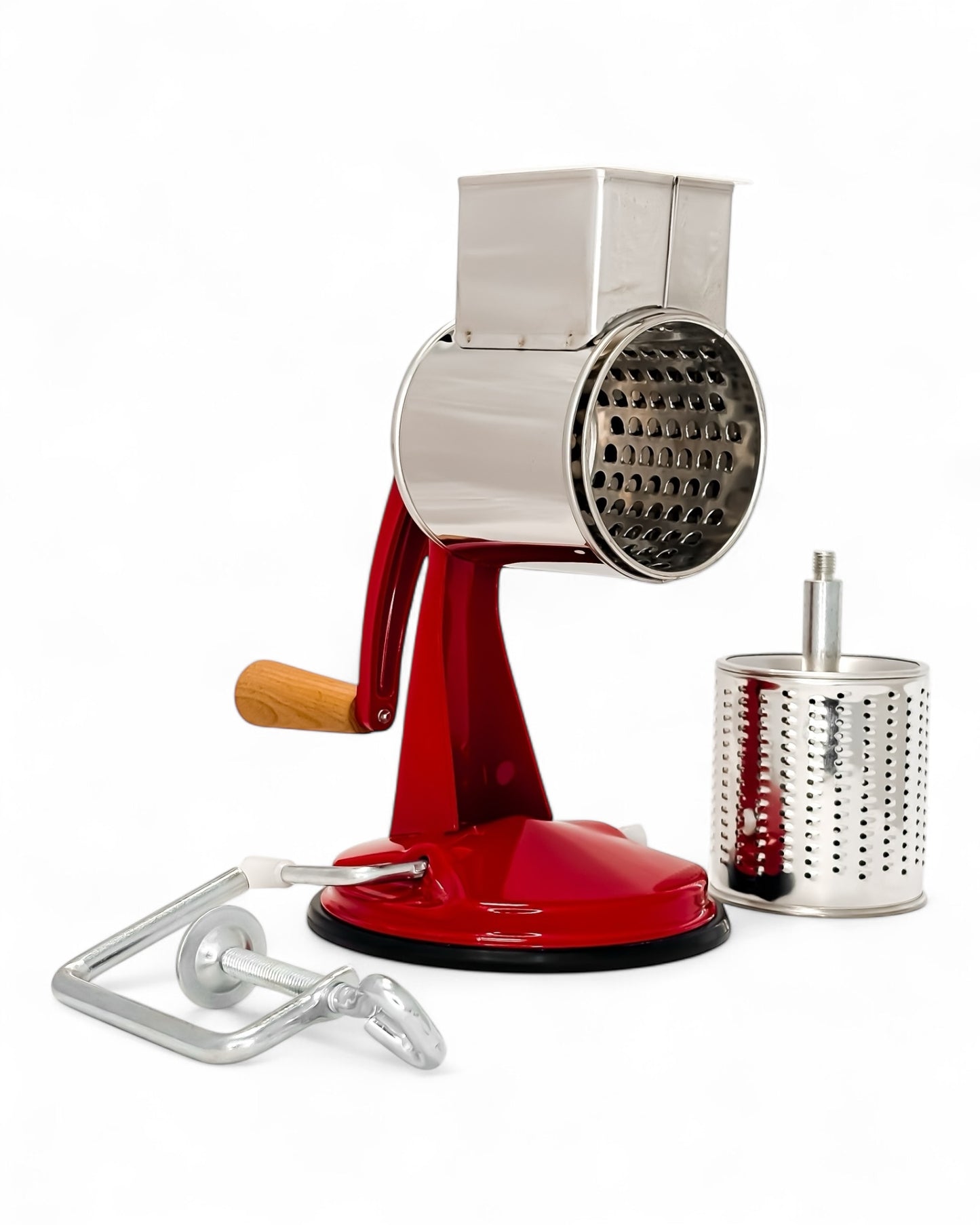 Handreibe in der Farbe rot mit Zubehör